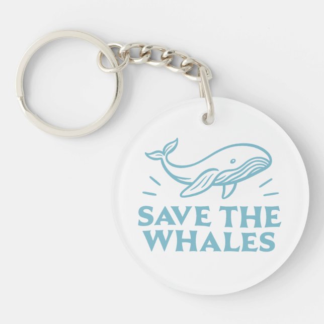 Save the whales cute retro aesthetic key ring (Front)