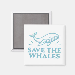 Save the whales cute retro aesthetic magnet