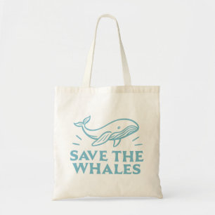 Save the whales cute retro aesthetic tote bag