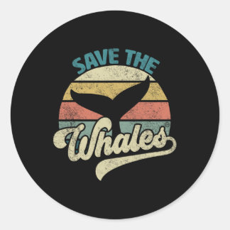 Save The Whales Retro Classic Round Sticker