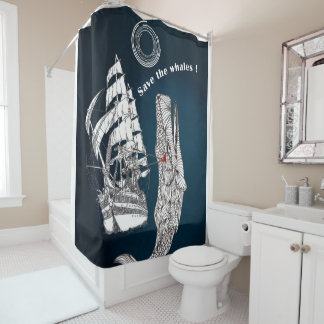 Save the whales shower curtain