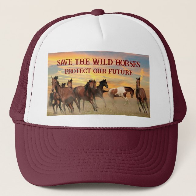 Save The Wild Horses Trucker Hat (Front)