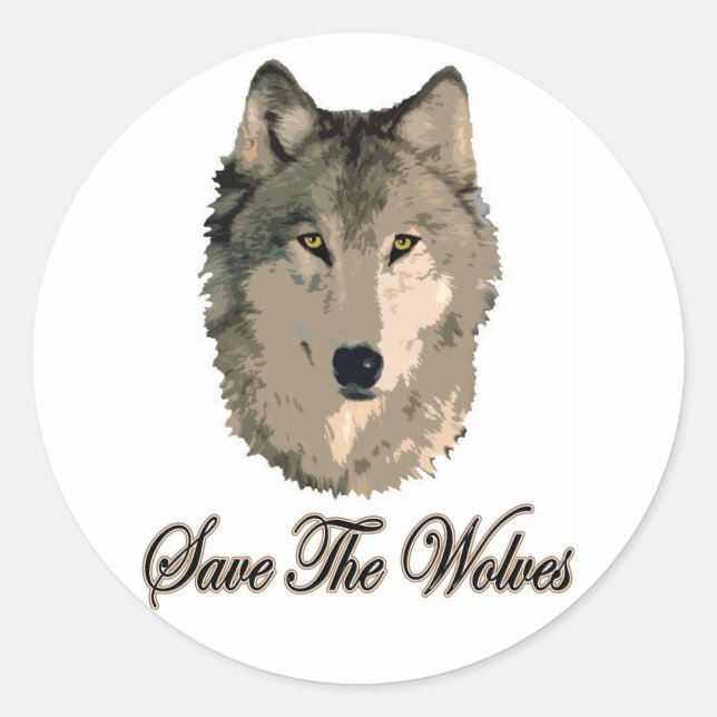 Save The Wolves Classic Round Sticker (Front)