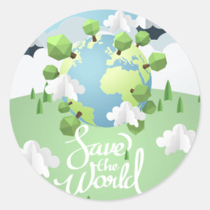 save the world classic round sticker