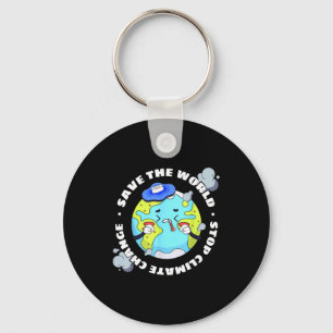 Save The World Stop Climate Change Key Ring