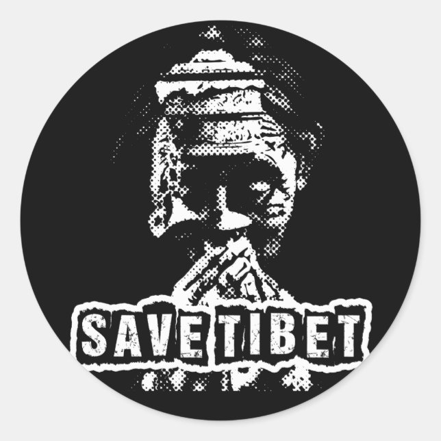 SAVE TIBET~! FREE TIBET! CLASSIC ROUND STICKER (Front)