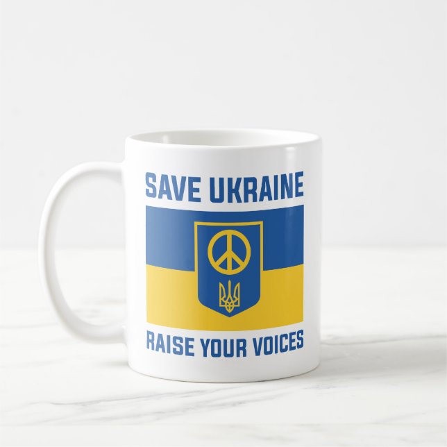 Save Ukraine Raise Your Voices Coffee Mug (Left)