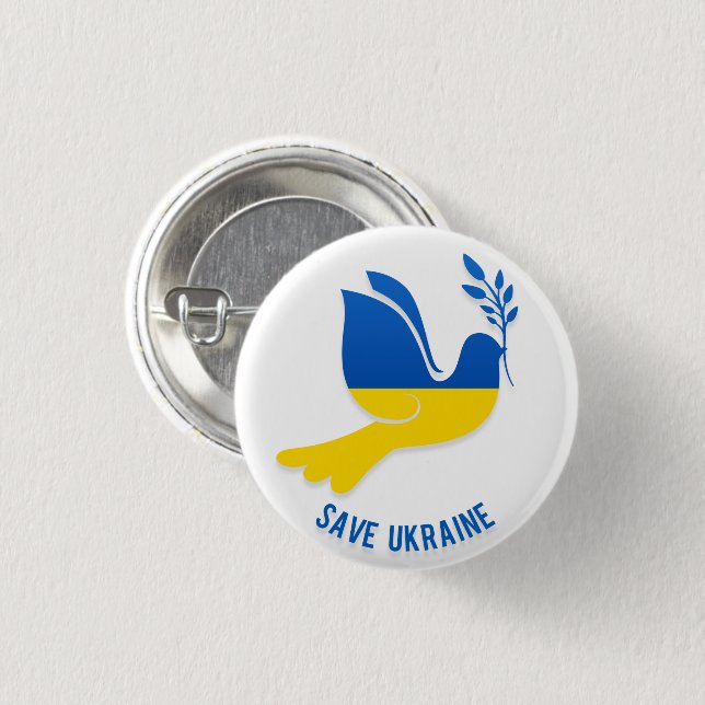 Save Ukraine Round Button (Front & Back)