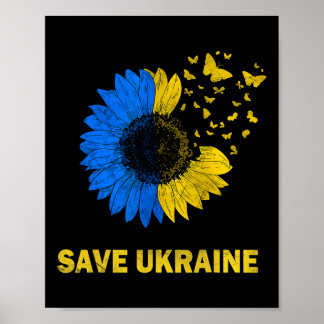 Save Ukraine Sunflower Butterflies I Stand With Uk Poster