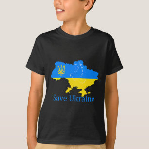 Save Ukraine Support Dove Peace Ukrainian Map Coat T-Shirt