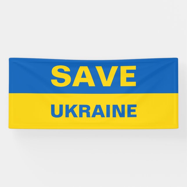 Save Ukraine Ukrainian Flag Banner (Horizontal)