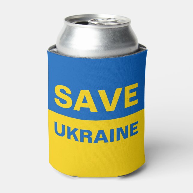 Save Ukraine Ukrainian Flag Can Cooler (Can Front)