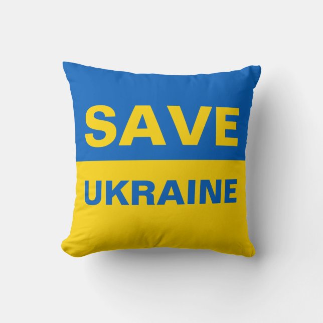 Save Ukraine Ukrainian Flag Cushion (Front)