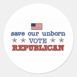 Save Unborn Vote Republican Classic Round Sticker