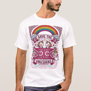 Save Unicorns Rainbow Clouds Stars T-Shirt