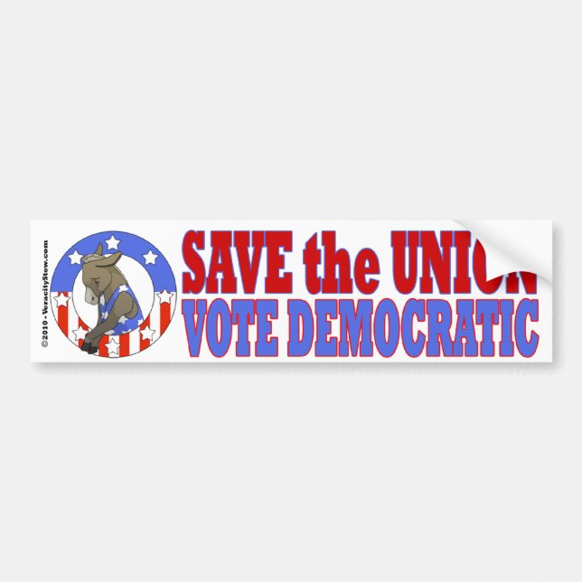 Save Union Vote DEM Bumper Stkr Sticker (Front)