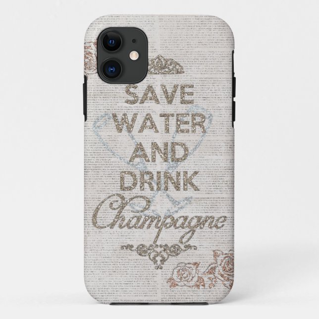 Save Water And Drink Champagne Shabby Glitter Case (Back)
