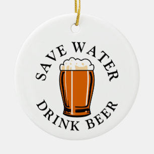 Save Water Drink Beer Ceramic Tree Decoration