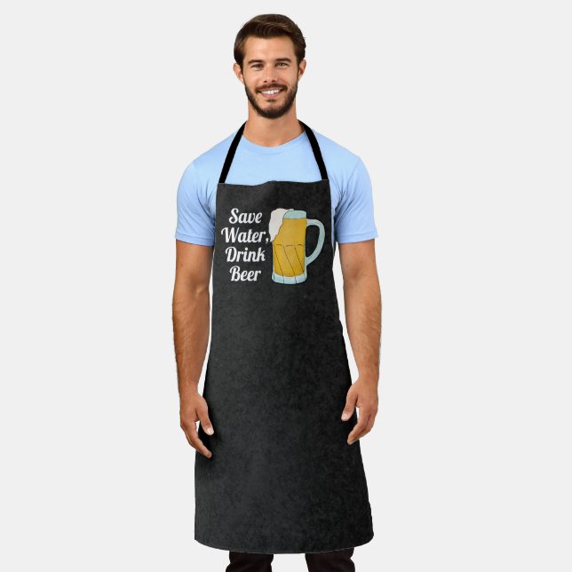 Save Water Drink Beer Quote Funny Watercolor Apron (Worn)