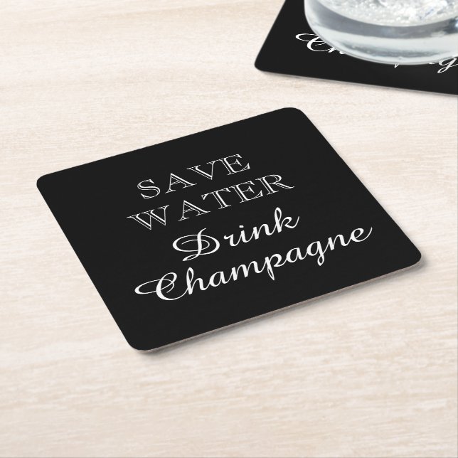 Save Water Drink Champagne funny paper coasters (Angled)