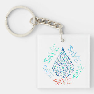 Save Water Drop Droplet Funky Key Ring