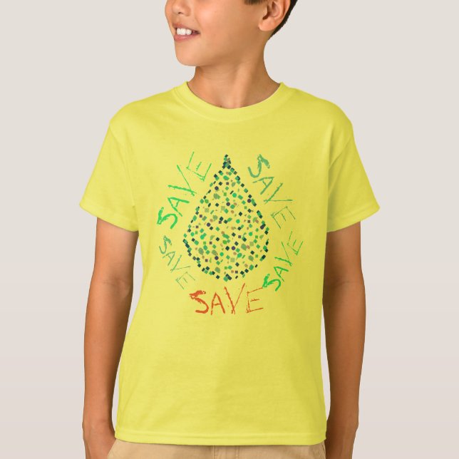 Save Water Drop Droplet Funky T-Shirt (Front)