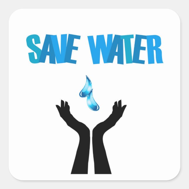Save water- hands saving water square sticker (Front)