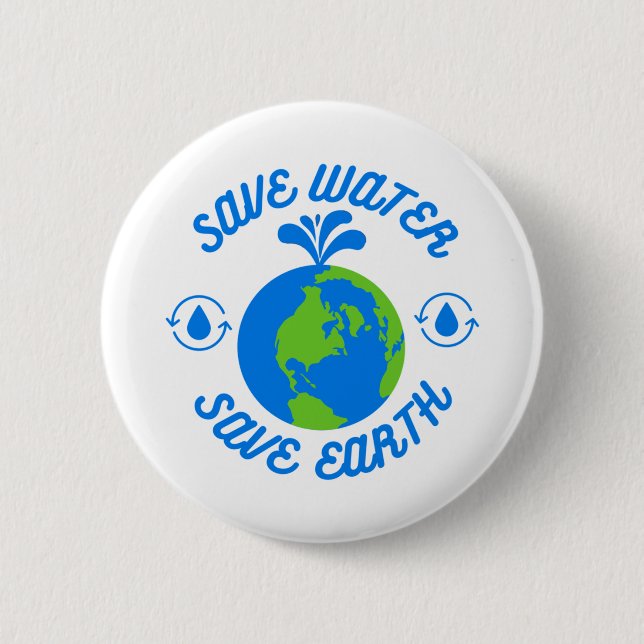 Save Water Save Earth 6 Cm Round Badge (Front)
