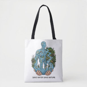 Save Water Save Nature Eco-Conscious Environmental Tote Bag