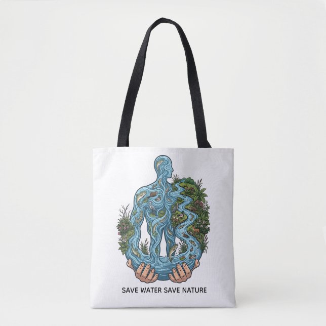 Save Water Save Nature Eco-Conscious Environmental Tote Bag (Front)