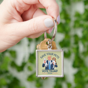 Save Your Pets Vote for Trump US Election Quote Key Ring