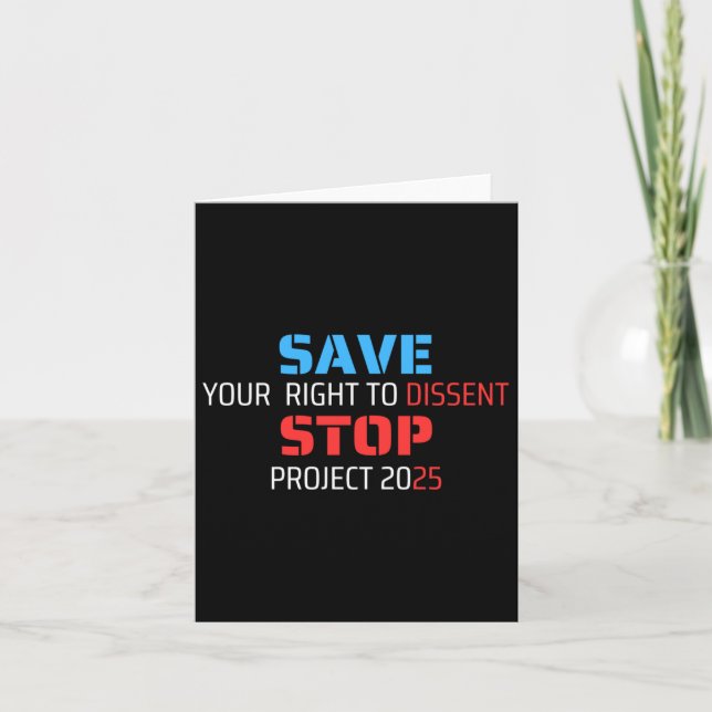 Save Your Right To Dissent Stop Project 2025  Card (Front)