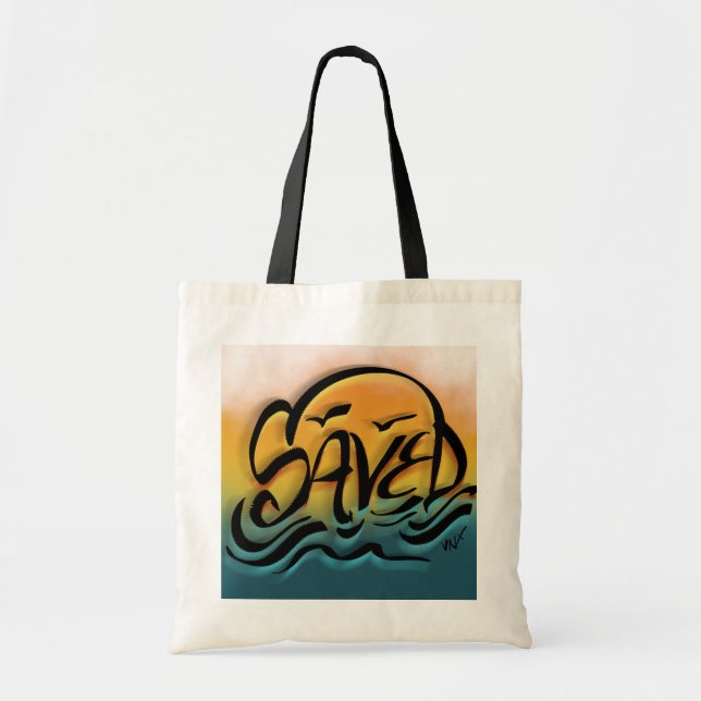 Saved Airbrush Urban Street Art Tote Bag (Front)