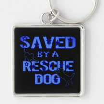 Saved By A Rescue Dog Blue Logo Key Chain