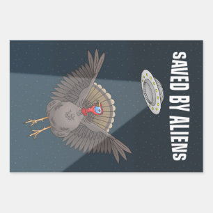 Saved By Aliens on Thanksgiving Wrapping Paper Sheet