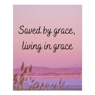 Saved by grace Bible verse christian typography Poster