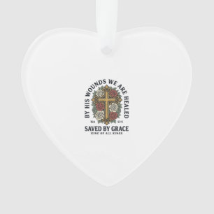 Saved By Grace Christian Cross Floral Shirt Ornament
