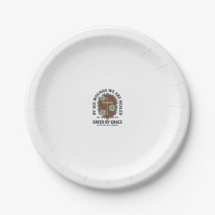 Saved By Grace Christian Cross Floral Shirt Paper Plate