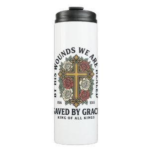 Saved By Grace Christian Cross Floral Shirt Thermal Tumbler