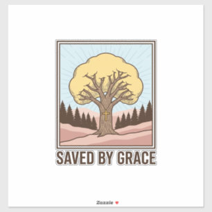 Saved by Grace Christian Tree Vintage Shirt Design