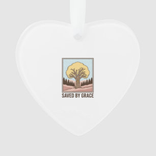 Saved by Grace Christian Tree Vintage Shirt Design Ornament
