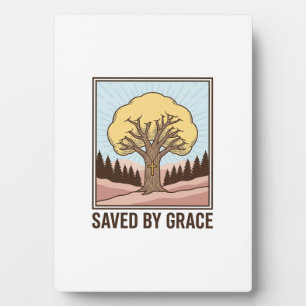 Saved by Grace Christian Tree Vintage Shirt Design Plaque