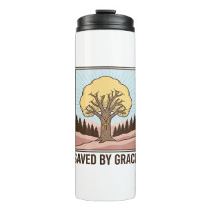 Saved by Grace Christian Tree Vintage Shirt Design Thermal Tumbler