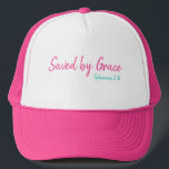 Saved by Grace Ephesians 2:8 Trucker Hat<br><div class="desc">Enjoy! Amen ! Various Colour's to Choose. Men,  Women,  Children & Babies' Attire Offered.</div>