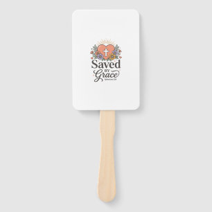 Saved By Grace Floral Christian Vector Shirt Hand Fan