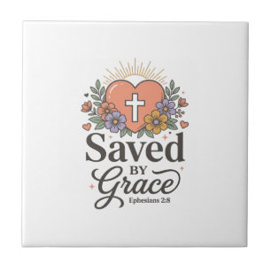 Saved By Grace Floral Christian Vector Shirt Tile