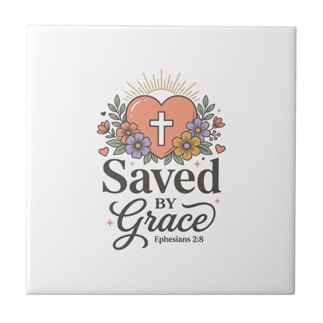 Saved By Grace Floral Christian Vector Shirt Tile (Front)