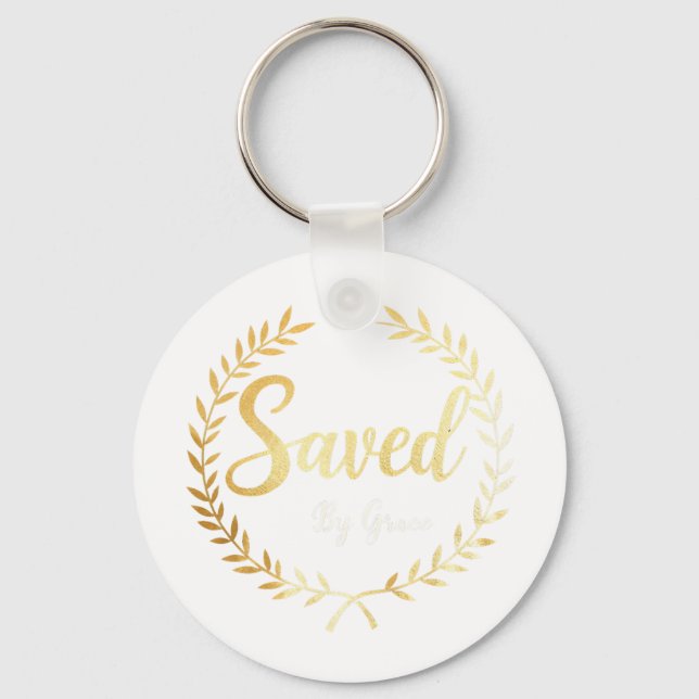 Saved by Grace Keychain – Gift for Faithful Dad (Front)