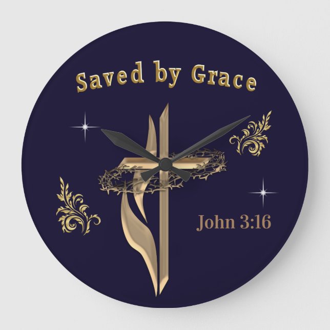 Saved by Grace Large Clock (Front)