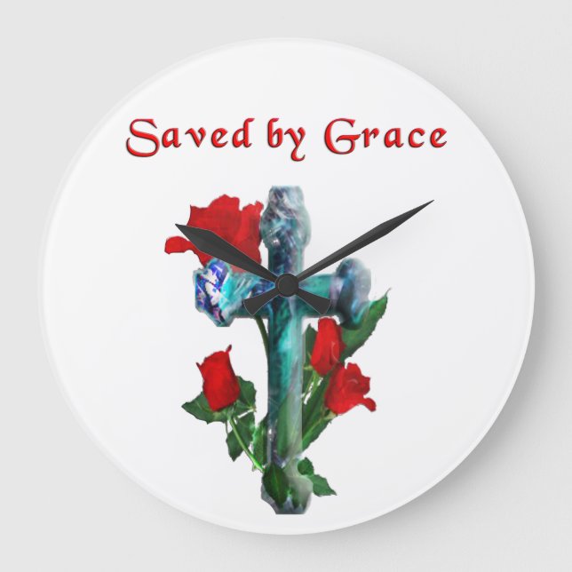 Saved by Grace Large Clock (Front)